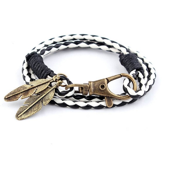 Leather Wrap Braided Wristband Bracelet Bangle - Picture 2 of 4